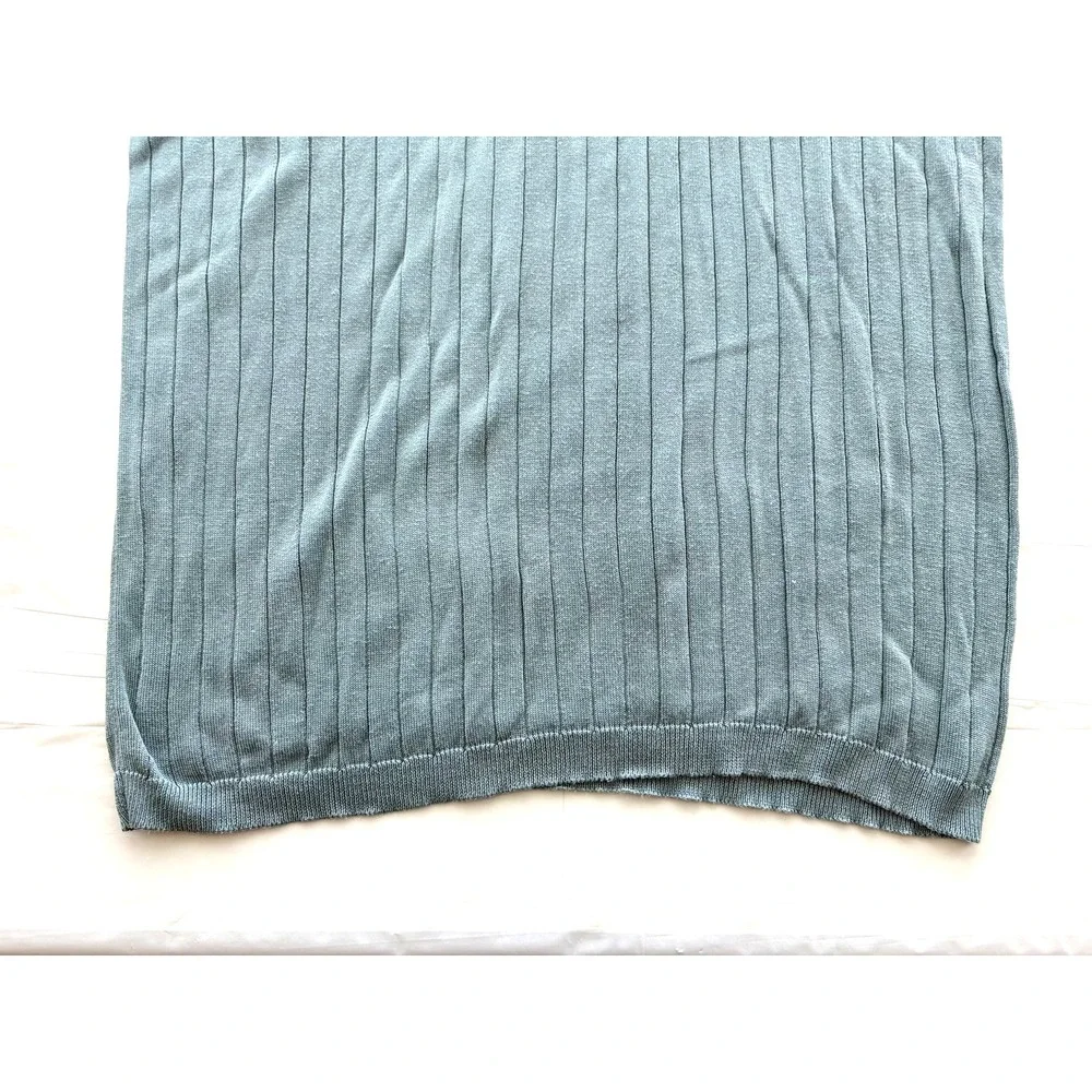 Kevo Sweater‎ Mens Large Blue 2-Ply 100% Silk Ribbed V Neck Pullover Lightweight - Picture 8 of 16